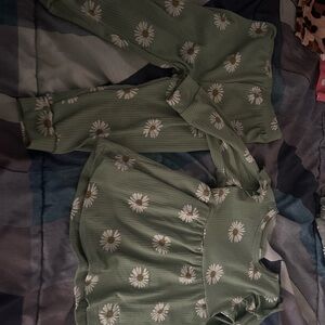 Green Floral Toddlers match set with pants